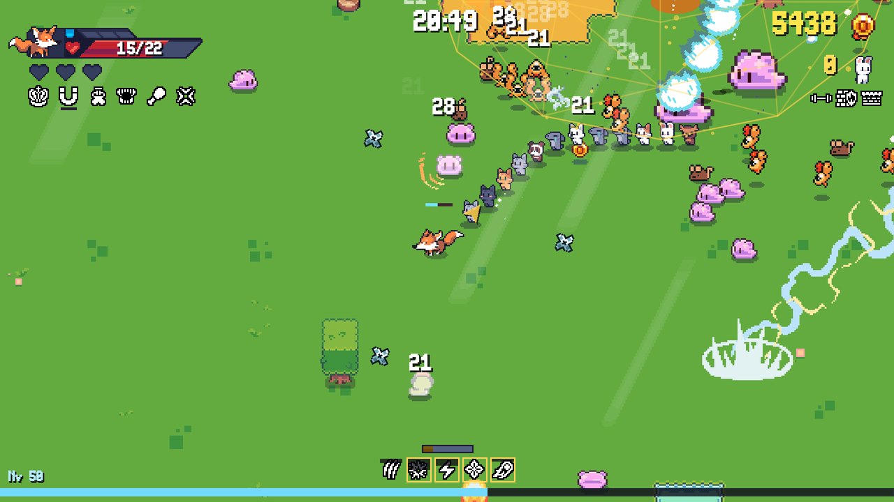 Lightning and blades tearing through a crowd